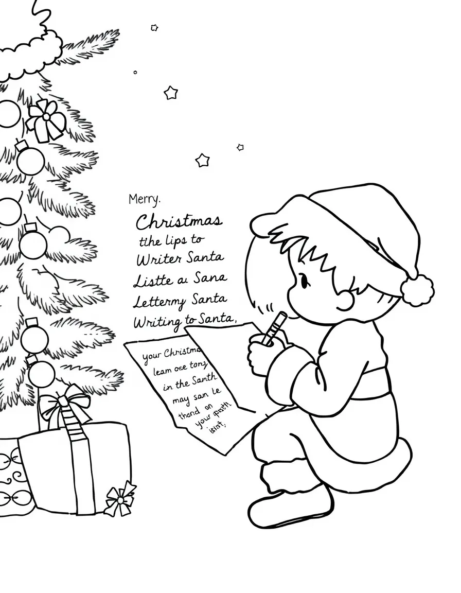 A child writing a letter to Santa, listing their Christmas wishes.  