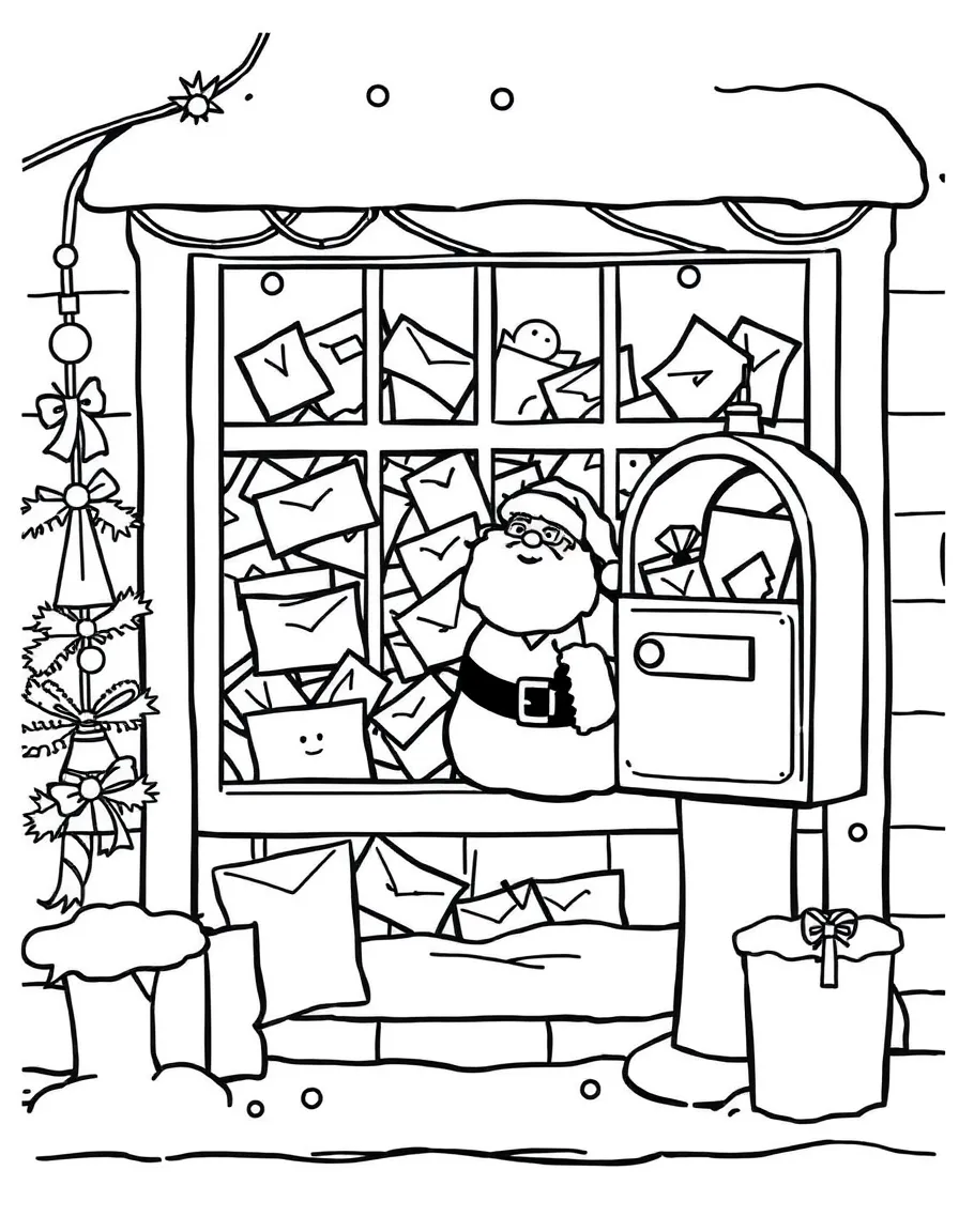 A post office filled with letters to Santa.  