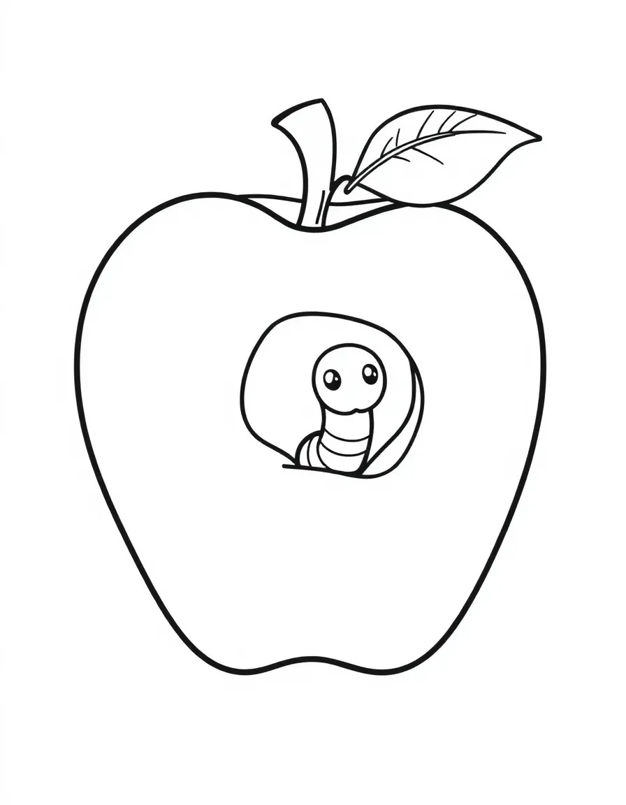 Apple with a worm friend peeking out of a tiny hole