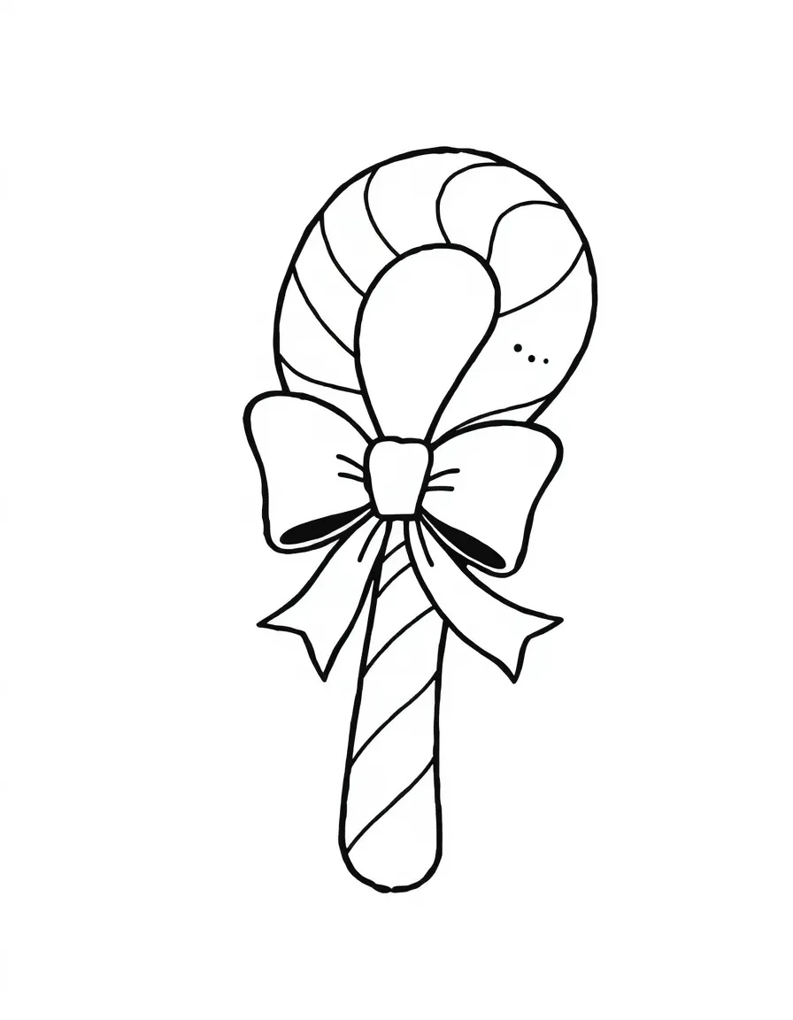 Sweet candy cane with a ribbon bow and blush marks