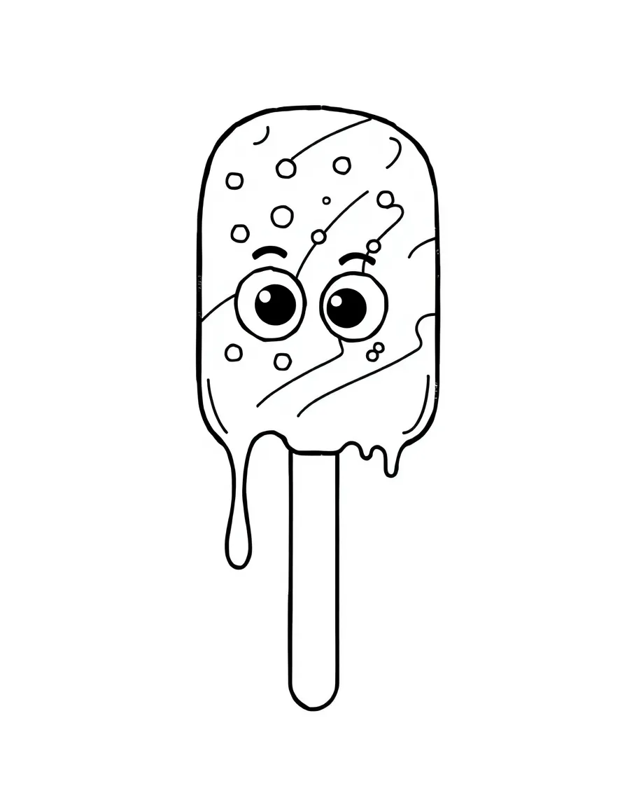Popsicle dripping with a rainbow pattern and googly eyes