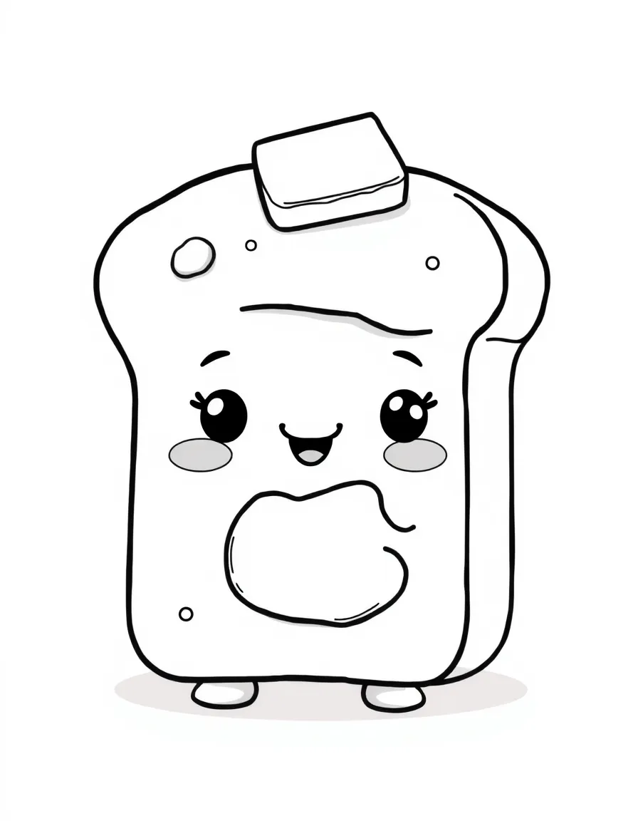 Kawaii bread loaf with butter pat hat and jam jar friend
