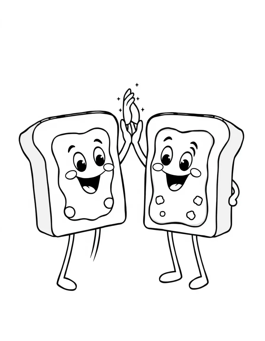 Happy peanut butter and jelly sandwich halves high-fiving