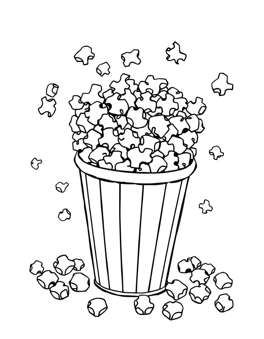 Popcorn bucket with pieces jumping out in excitement