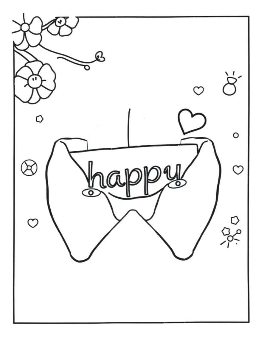Fortune cookie revealing a happy message and blushing