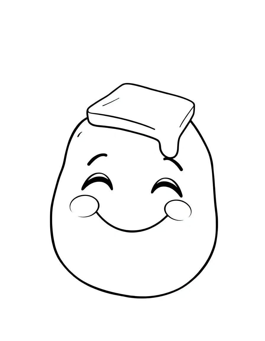 Smiling potato with butter pat melting on top