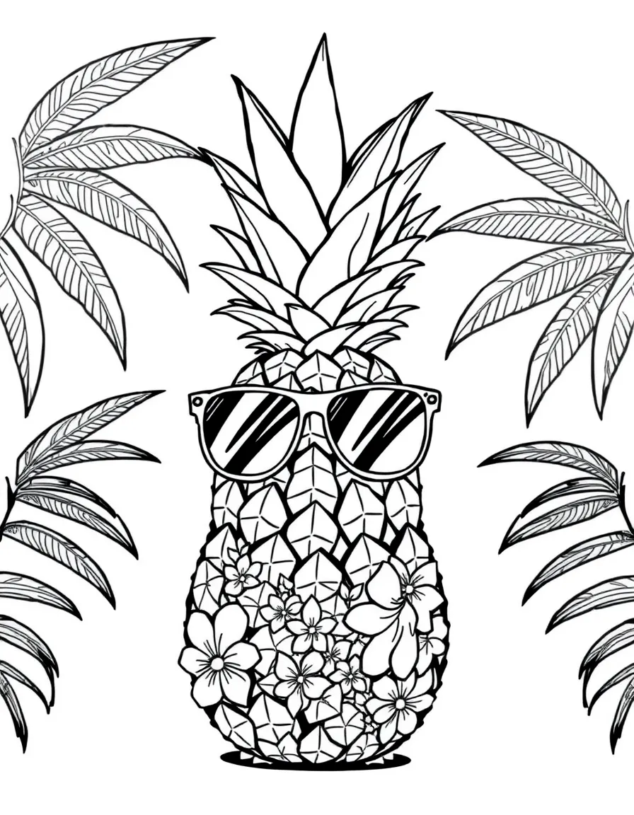 Pineapple wearing sunglasses and a tropical shirt