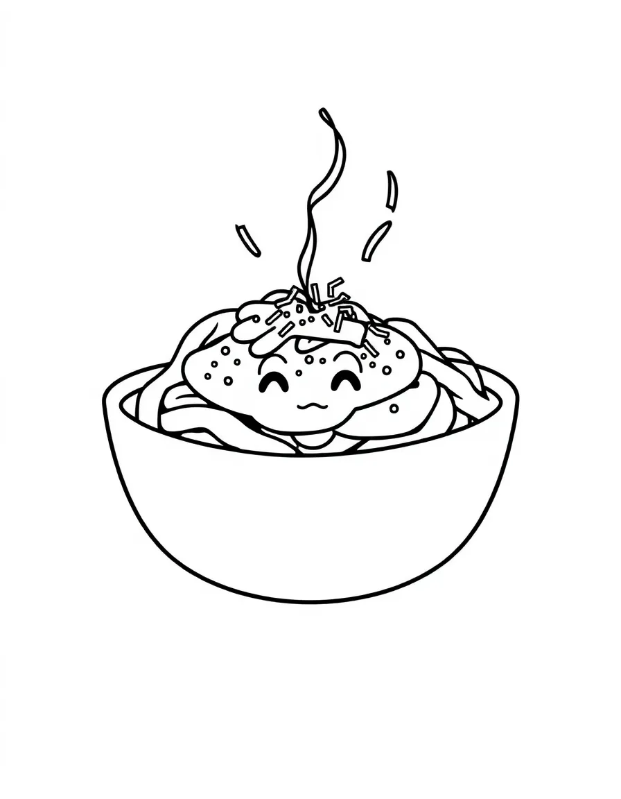 Happy pasta dish with sauce smile and parmesan sprinkle