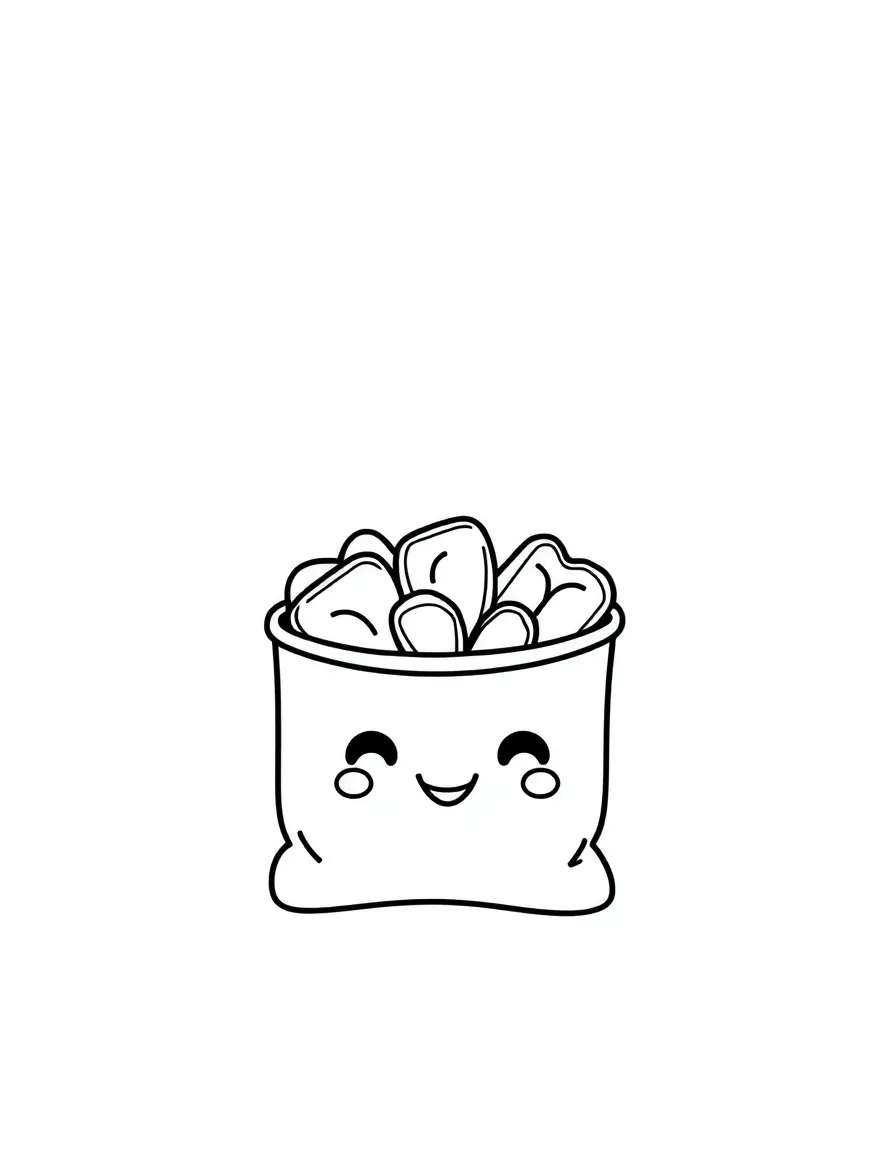 Kawaii potato chip bag with chips peeking out