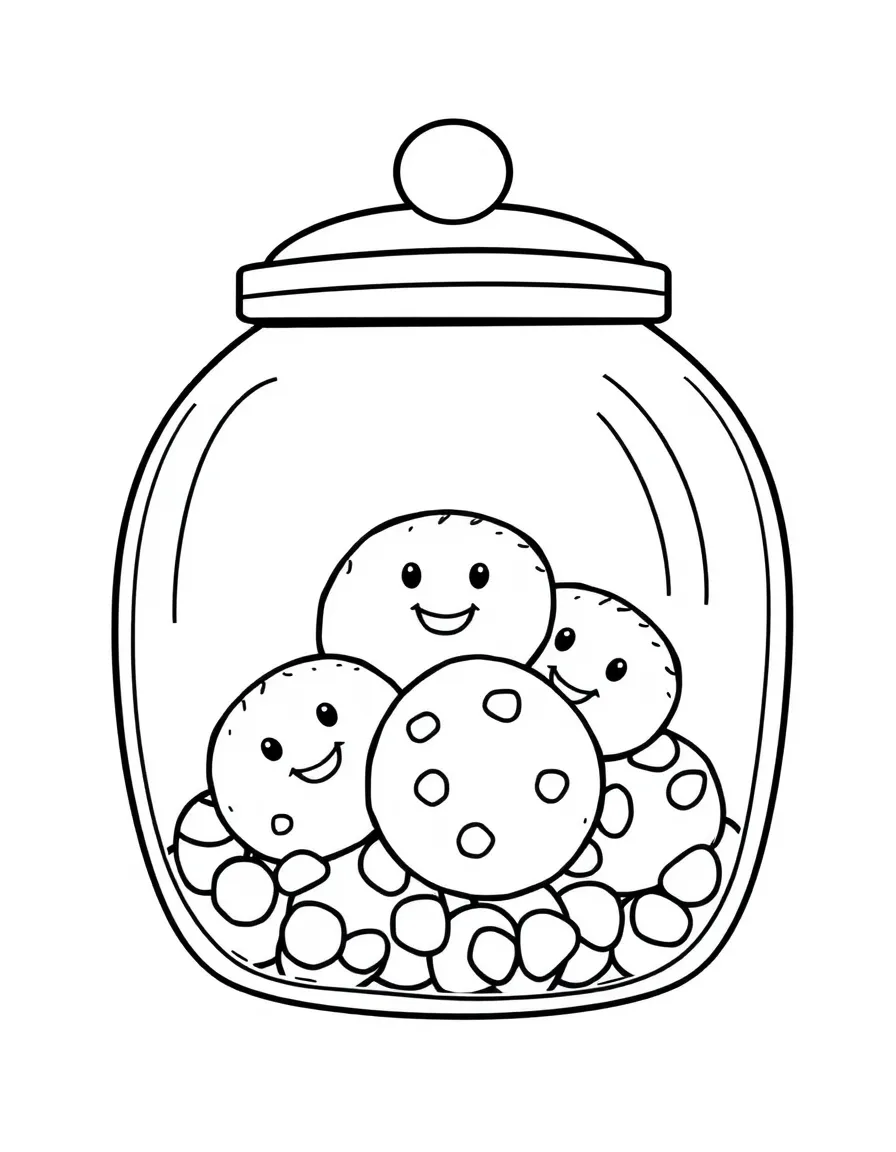 Cute cookie jar with cookie friends peeking out