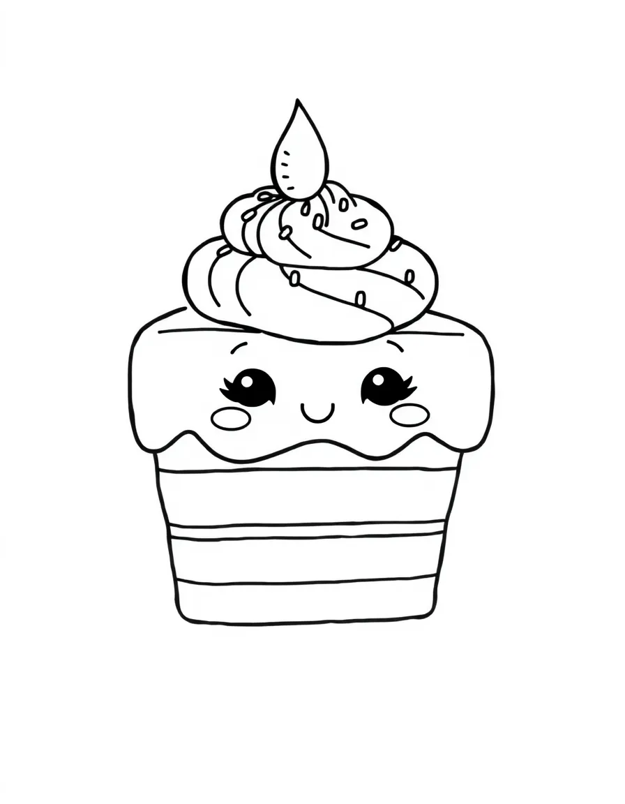 Adorable cake slice with frosting hair and sprinkle crown
