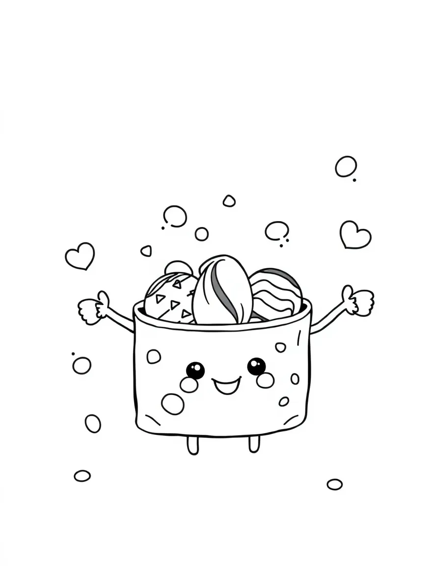 Kawaii candy bag with sweet characters jumping out