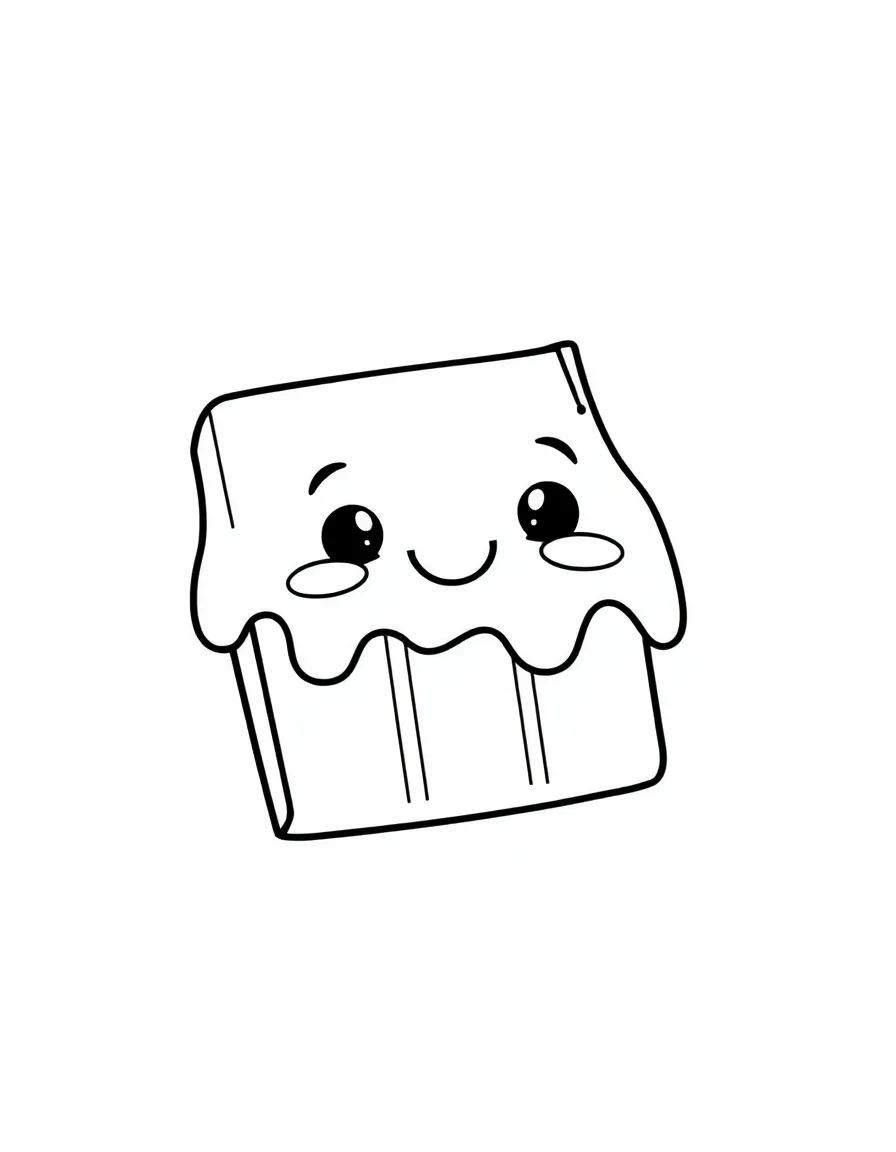 Cute chocolate bar with melting corner and sweet smile