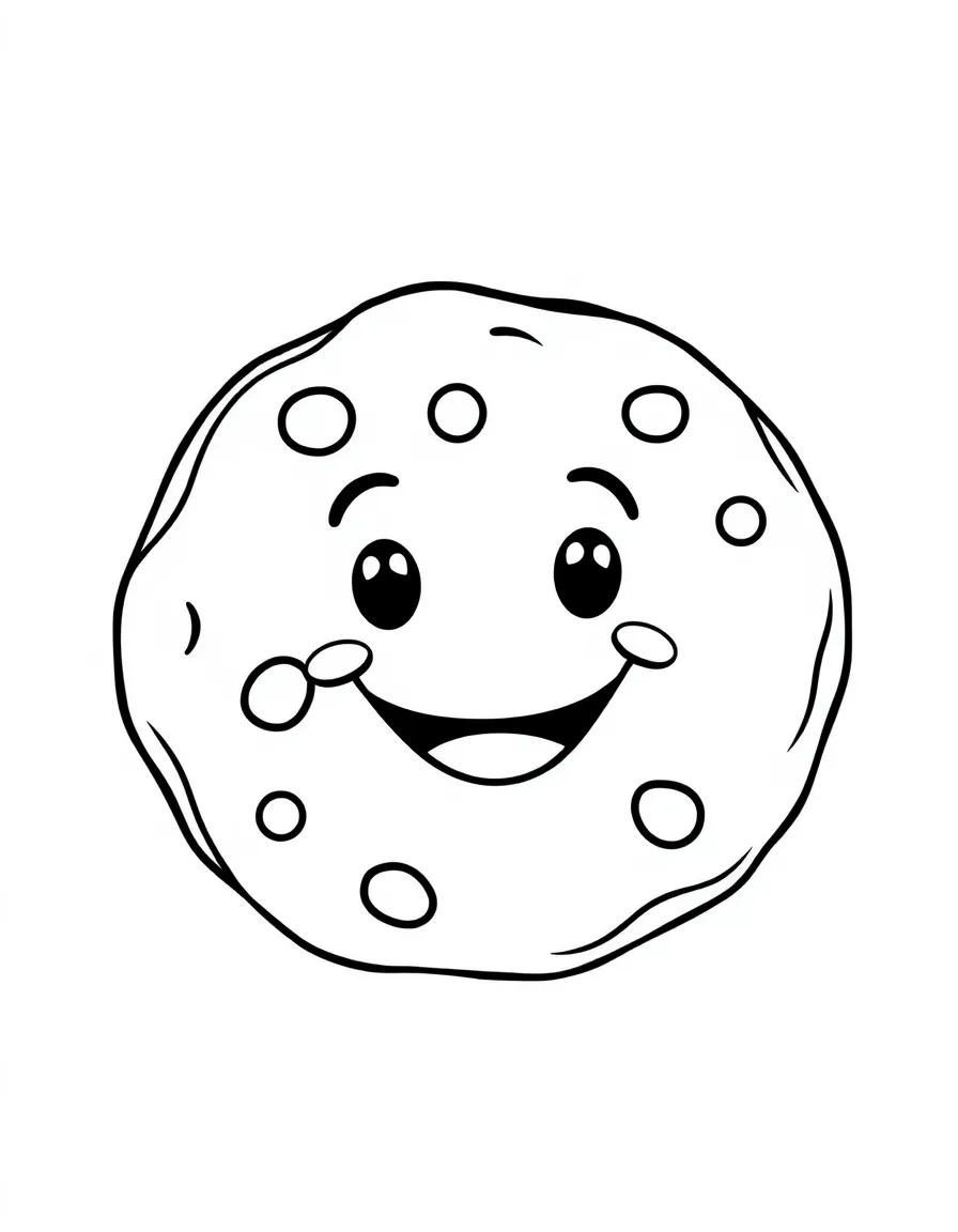 Smiling cookie with chocolate chip polka dots