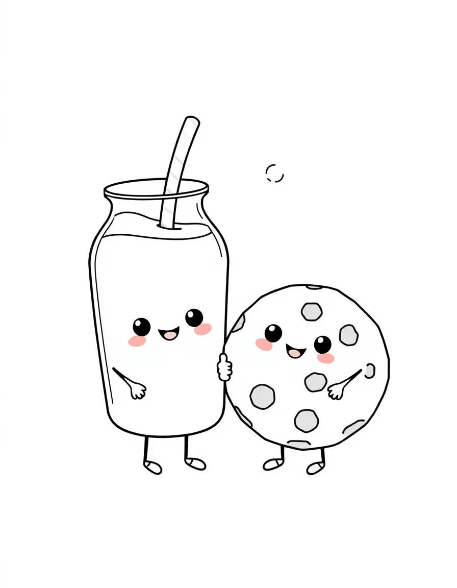 Adorable milk and cookie friends holding hands