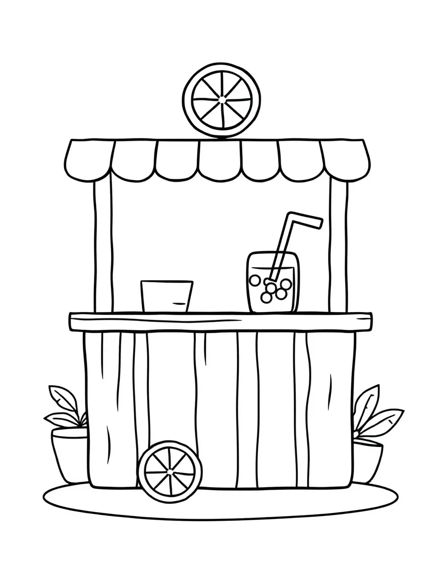 Cute lemonade stand with lemon slice and straw