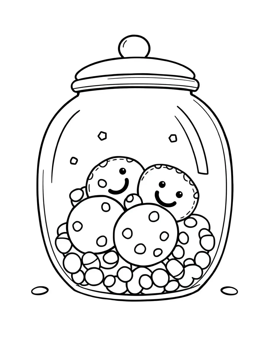 Happy cookie jar with cookie friends inside