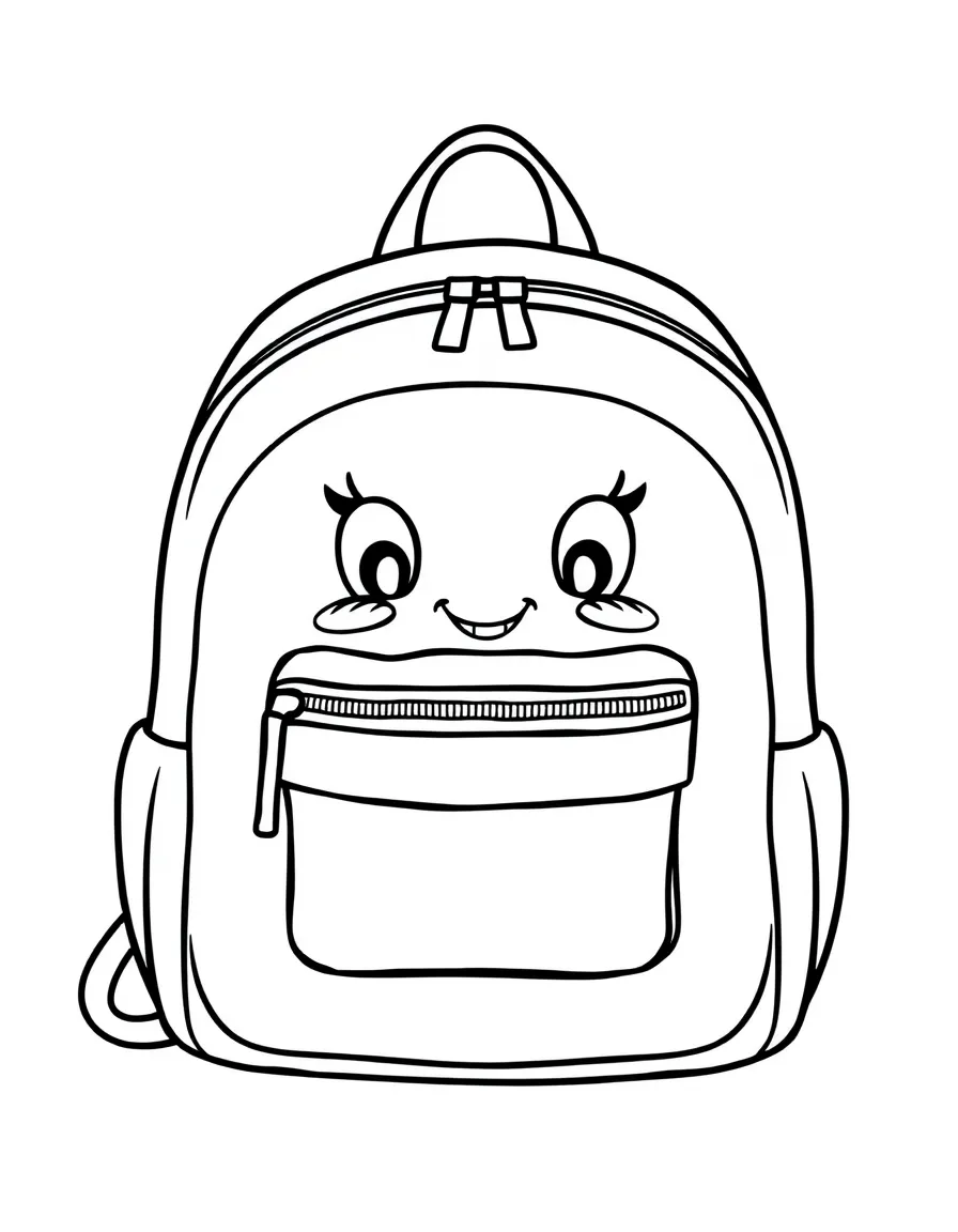 Cheerful backpack with pocket eyes and zipper smile
