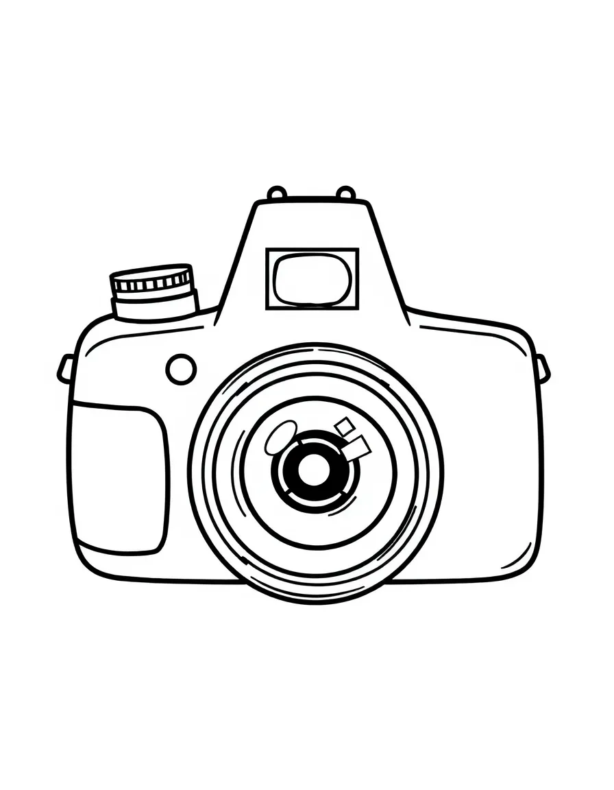 Happy camera with flash eye and shutter smile