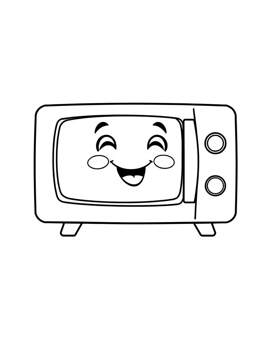 Happy microwave with button face and door mouth