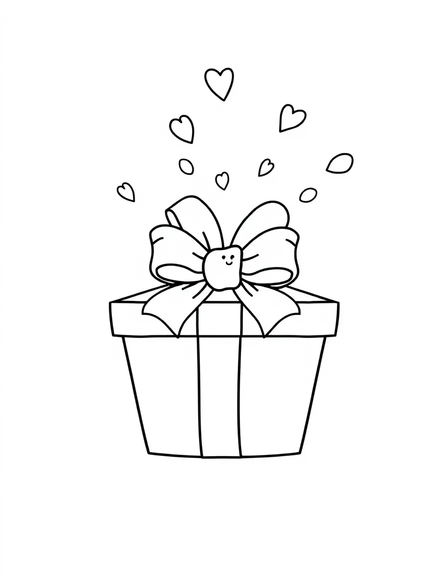 Adorable gift box with ribbon bow and surprise inside