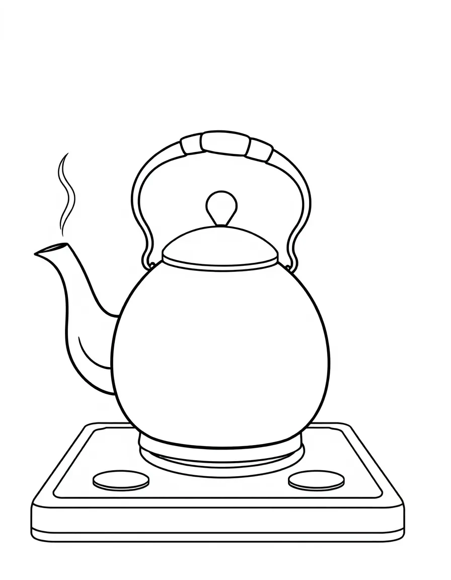 Cute tea kettle with steam whistle and stove top