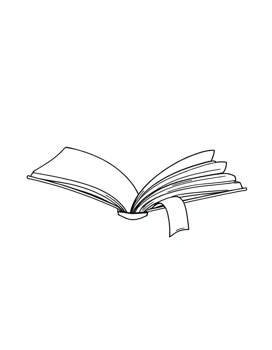 Happy book with bookmark and page corner curl