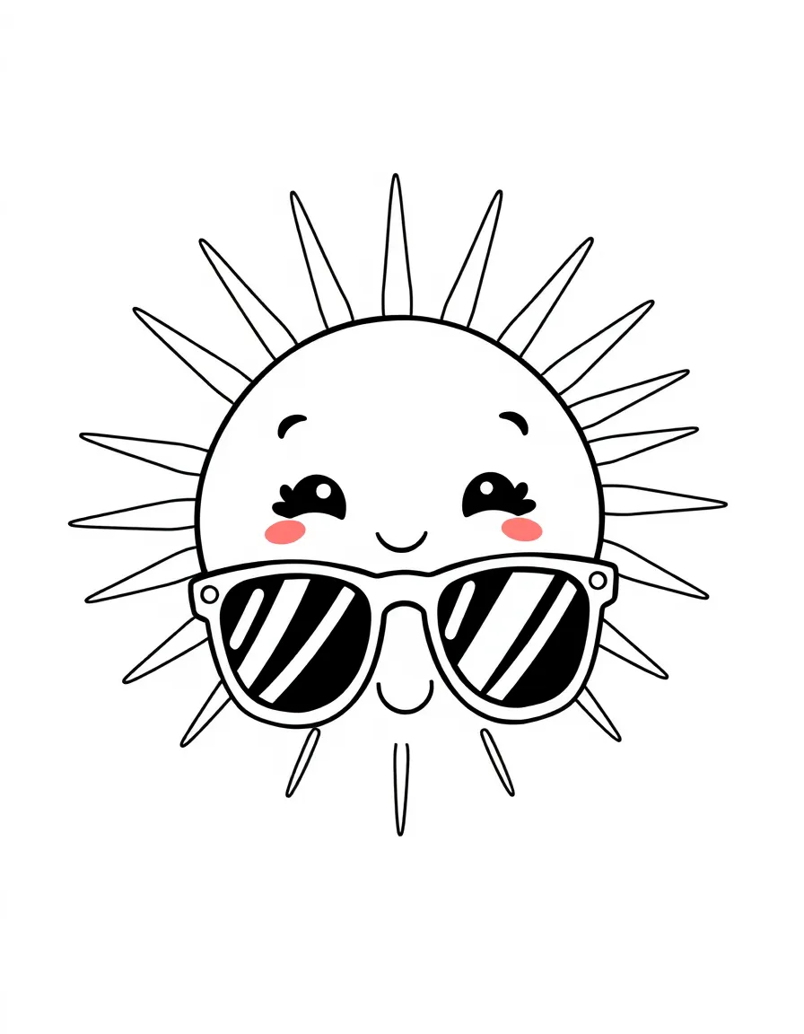 Kawaii sunglasses with sun rays and case friend