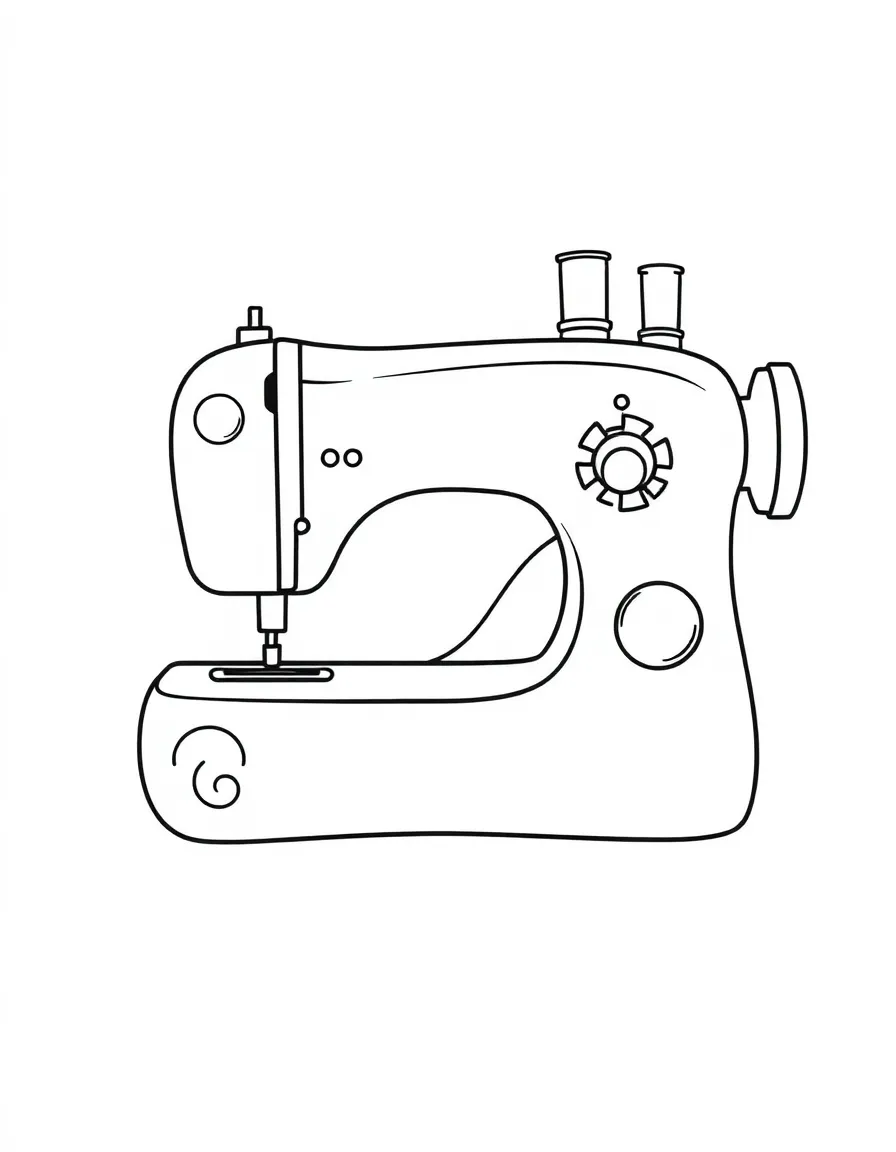 Adorable sewing machine with thread spool and needle
