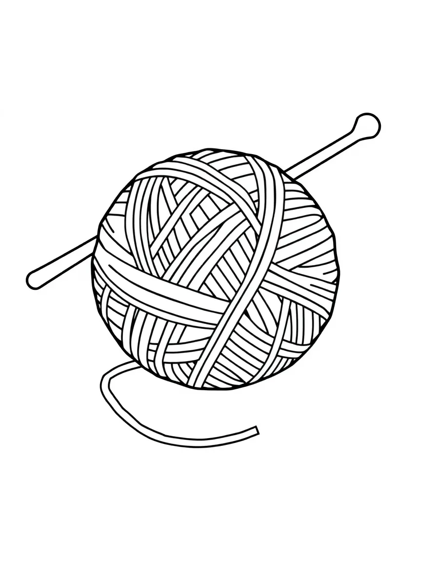 Happy yarn ball with knitting needle and pattern