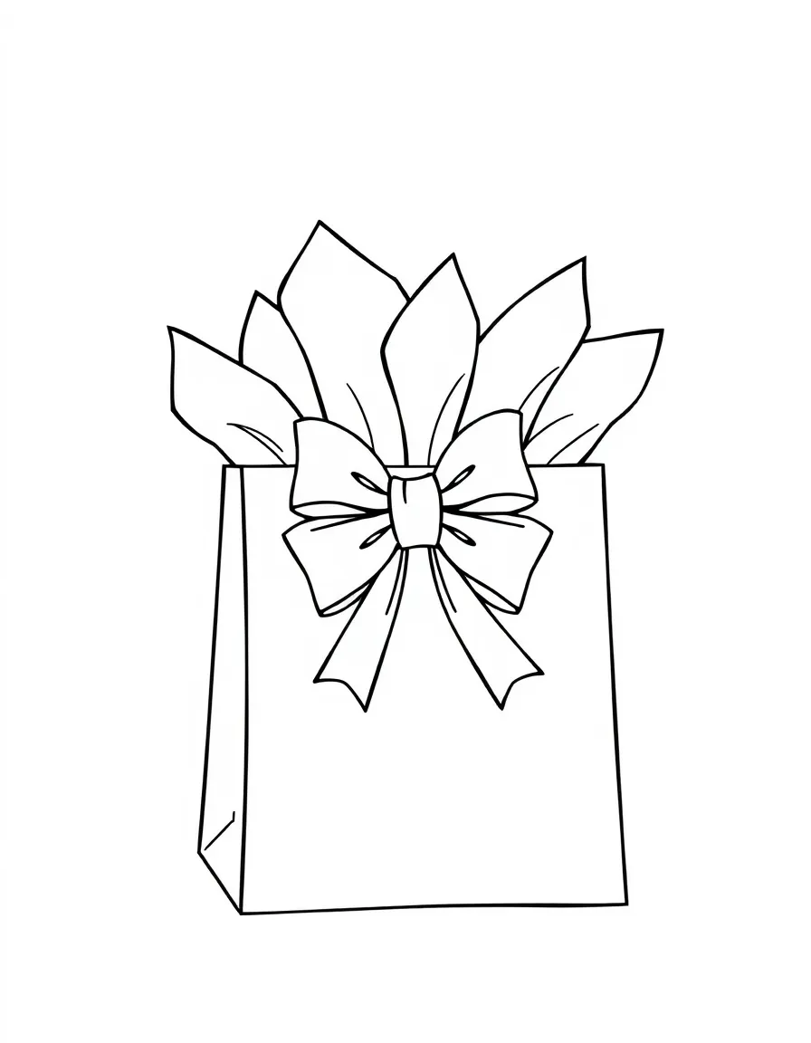 Happy gift bag with tissue paper and bow tie