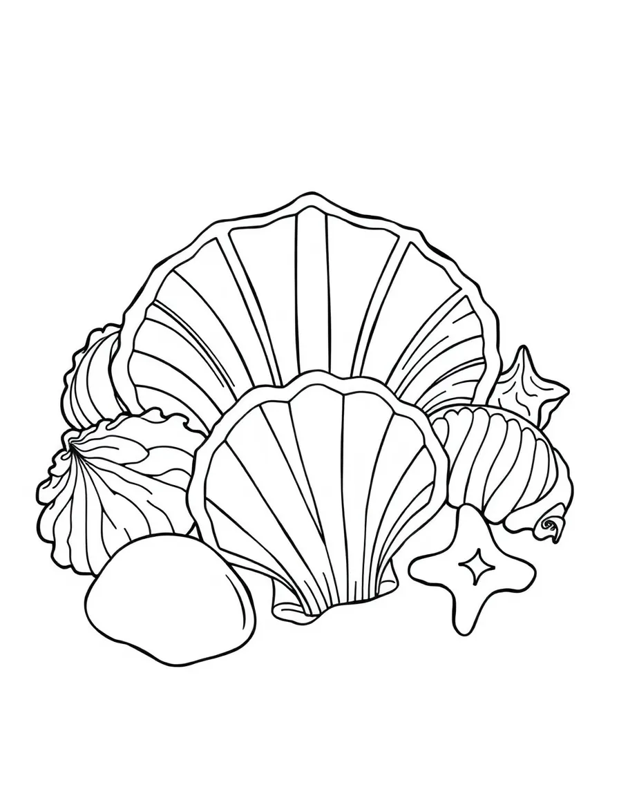 Happy seashell collection with beach memories
