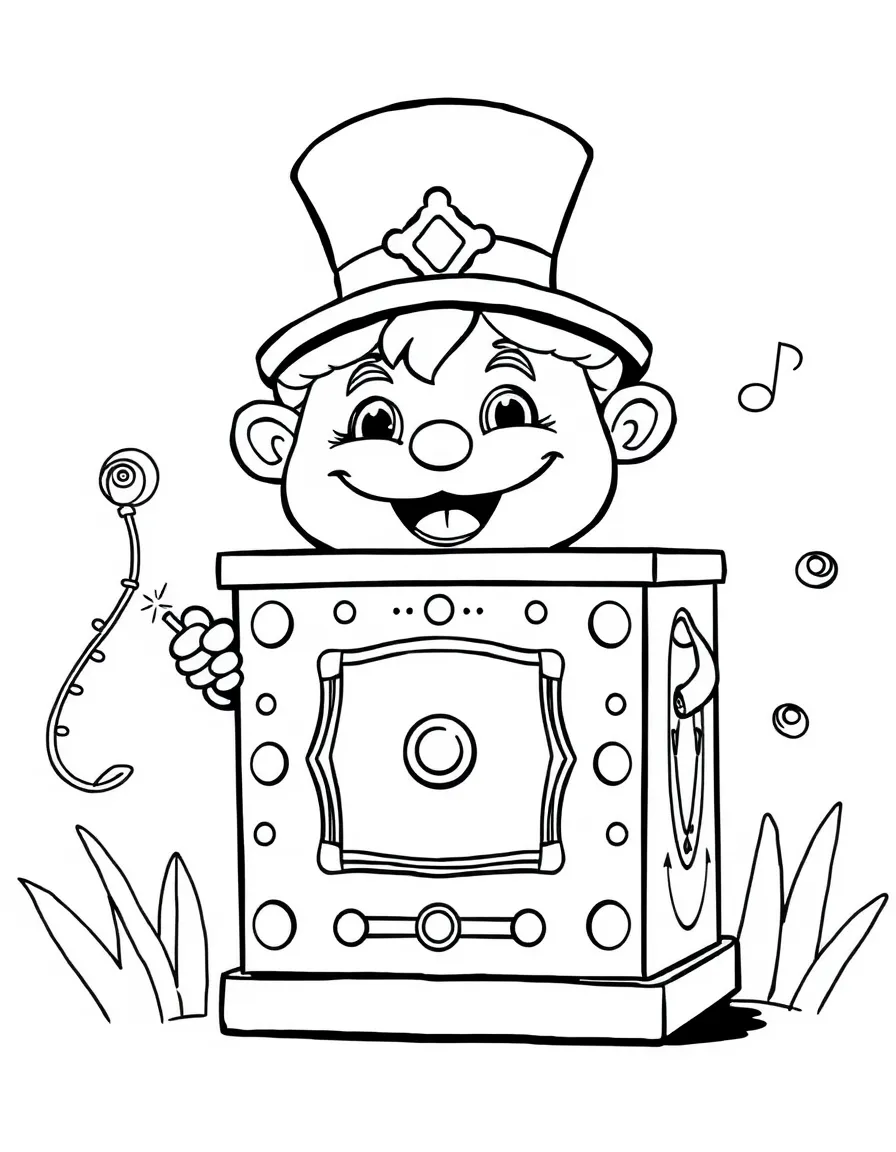 Adorable jack-in-the-box with surprise pop and music