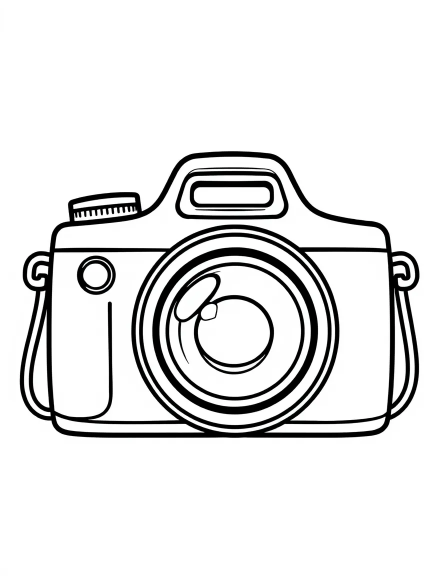 Kawaii camera with lens eye and flash bulb