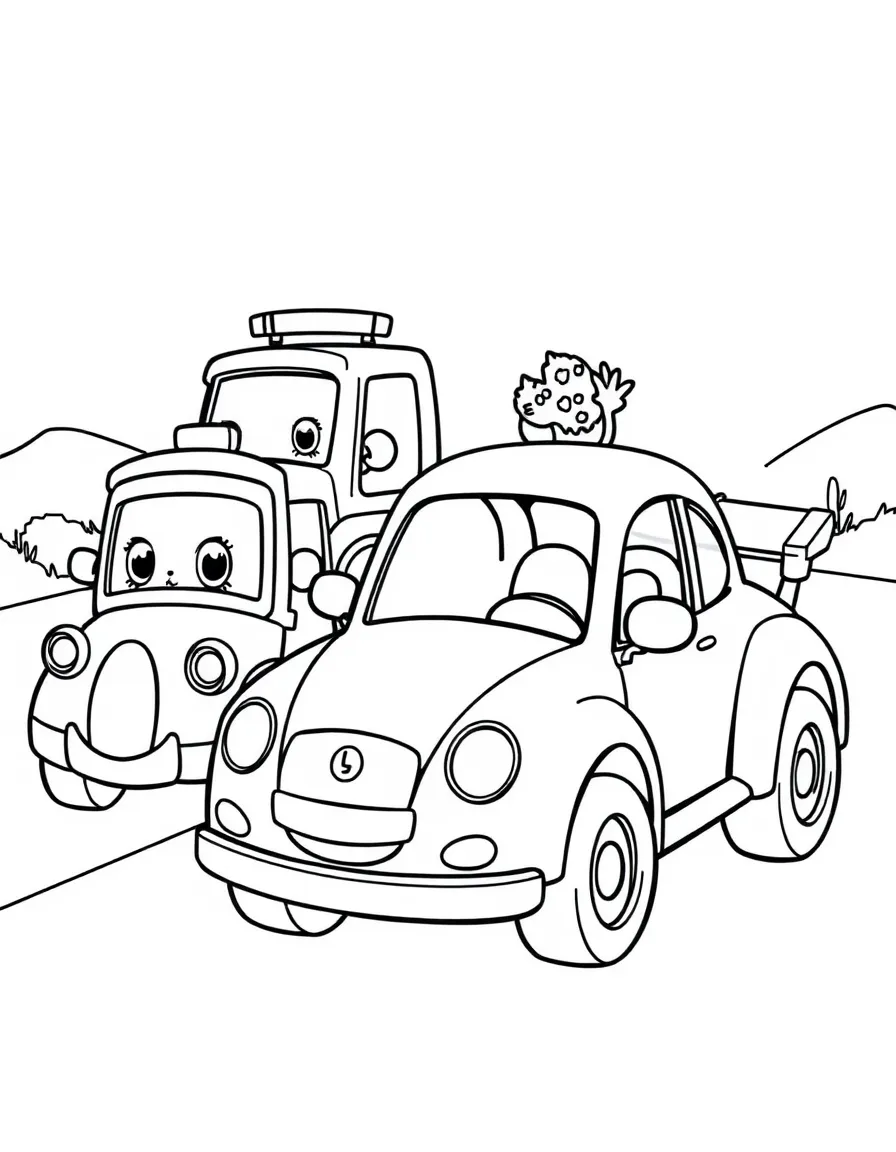 Cute toy car collection with different vehicle friends