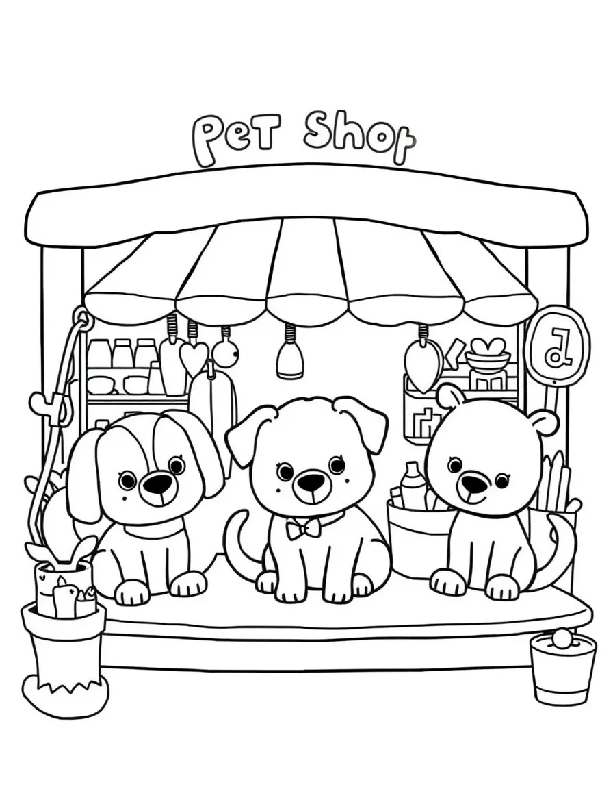 Adorable toy pet shop with animal and accessory friends