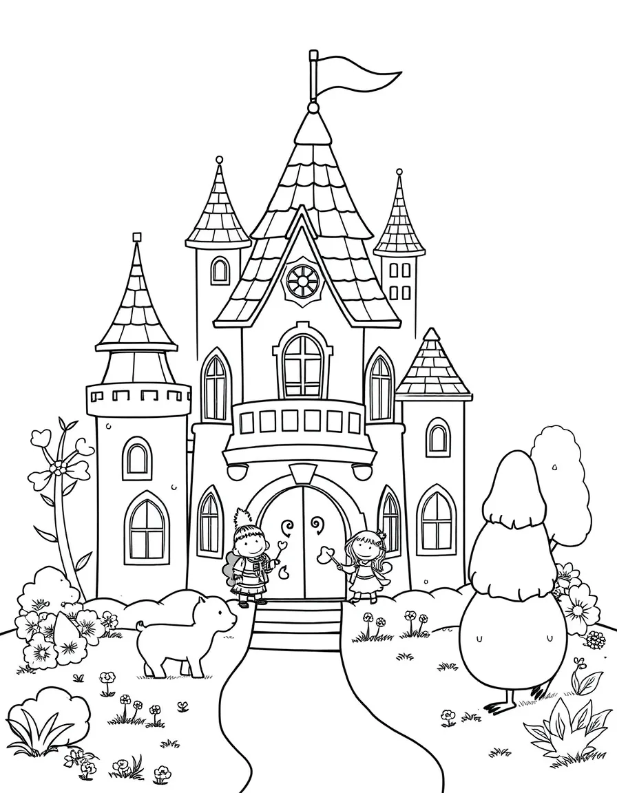 Adorable toy fairy tale castle with character and story friends