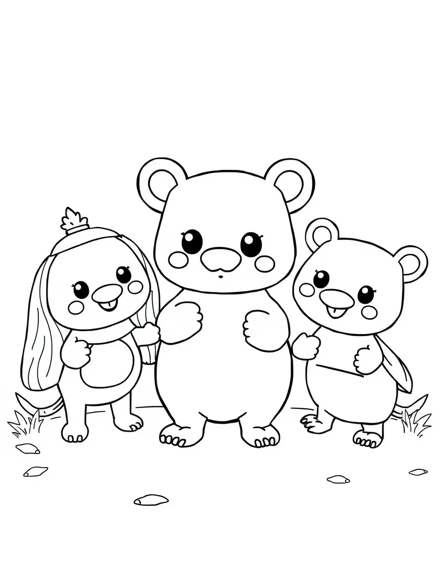 Cute toy craft day with scissors and paper friends