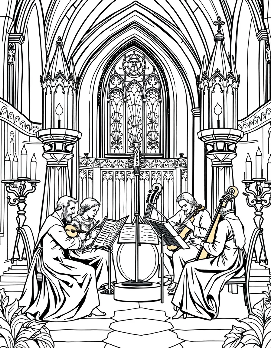 Classical chamber ensemble in a candlelit castle