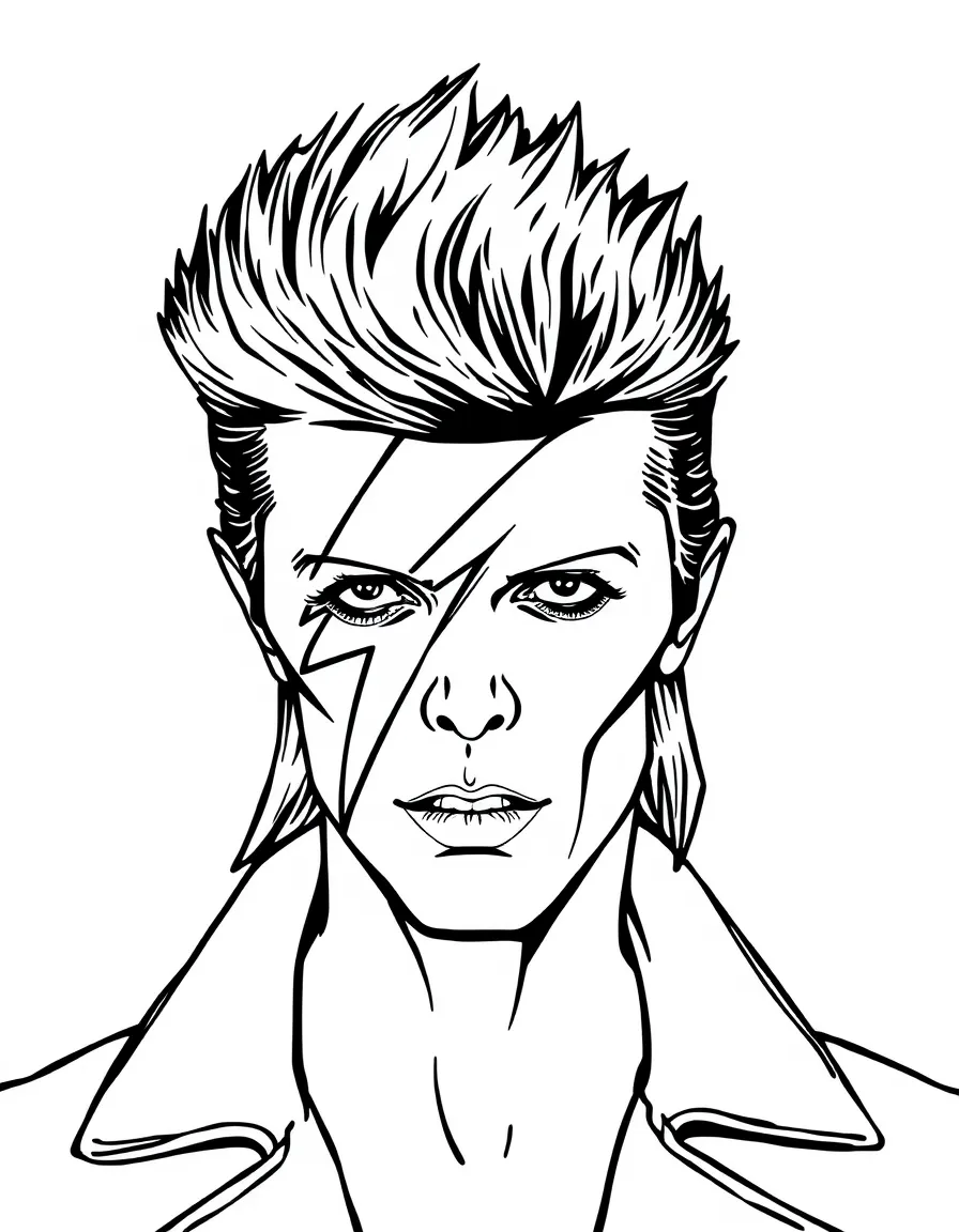David Bowie as Ziggy Stardust with lightning bolt face paint