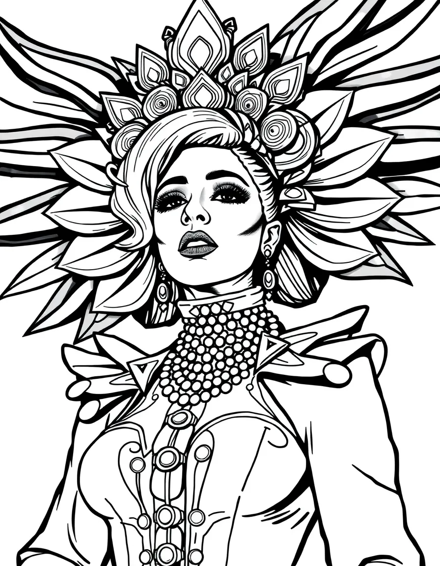 Lady Gaga in avant-garde costume with elaborate headpiece