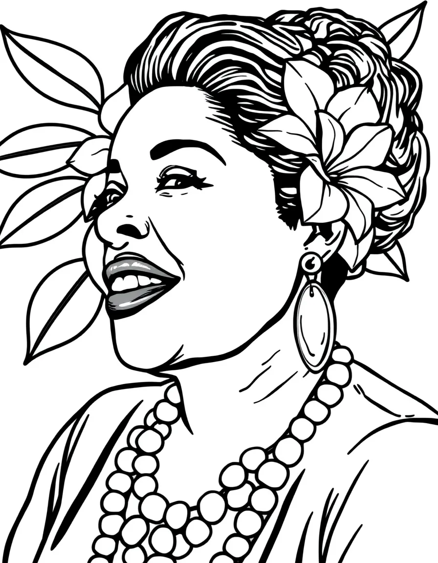 Billie Holiday with gardenia in hair