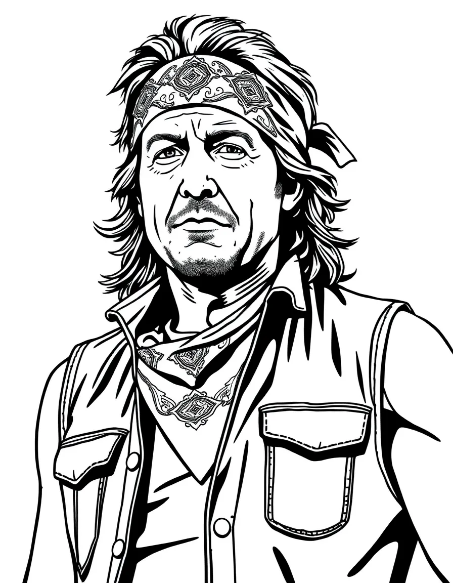 Bruce Springsteen with bandana and sleeveless vest