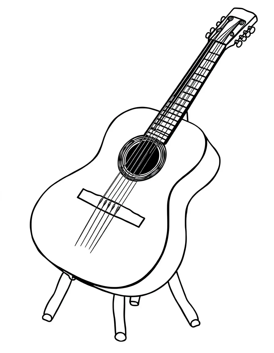Classical guitar with nylon strings and footstool
