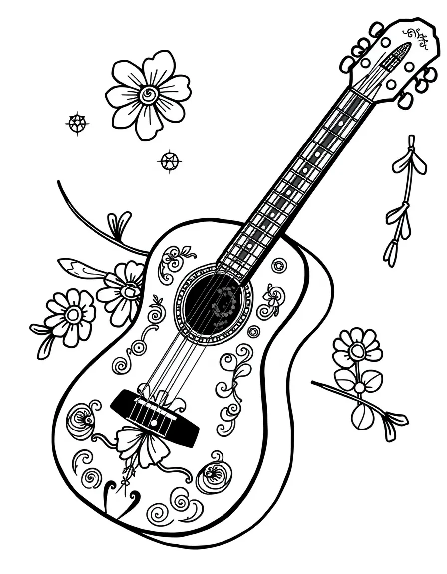 Guitarrón with mariachi decorations