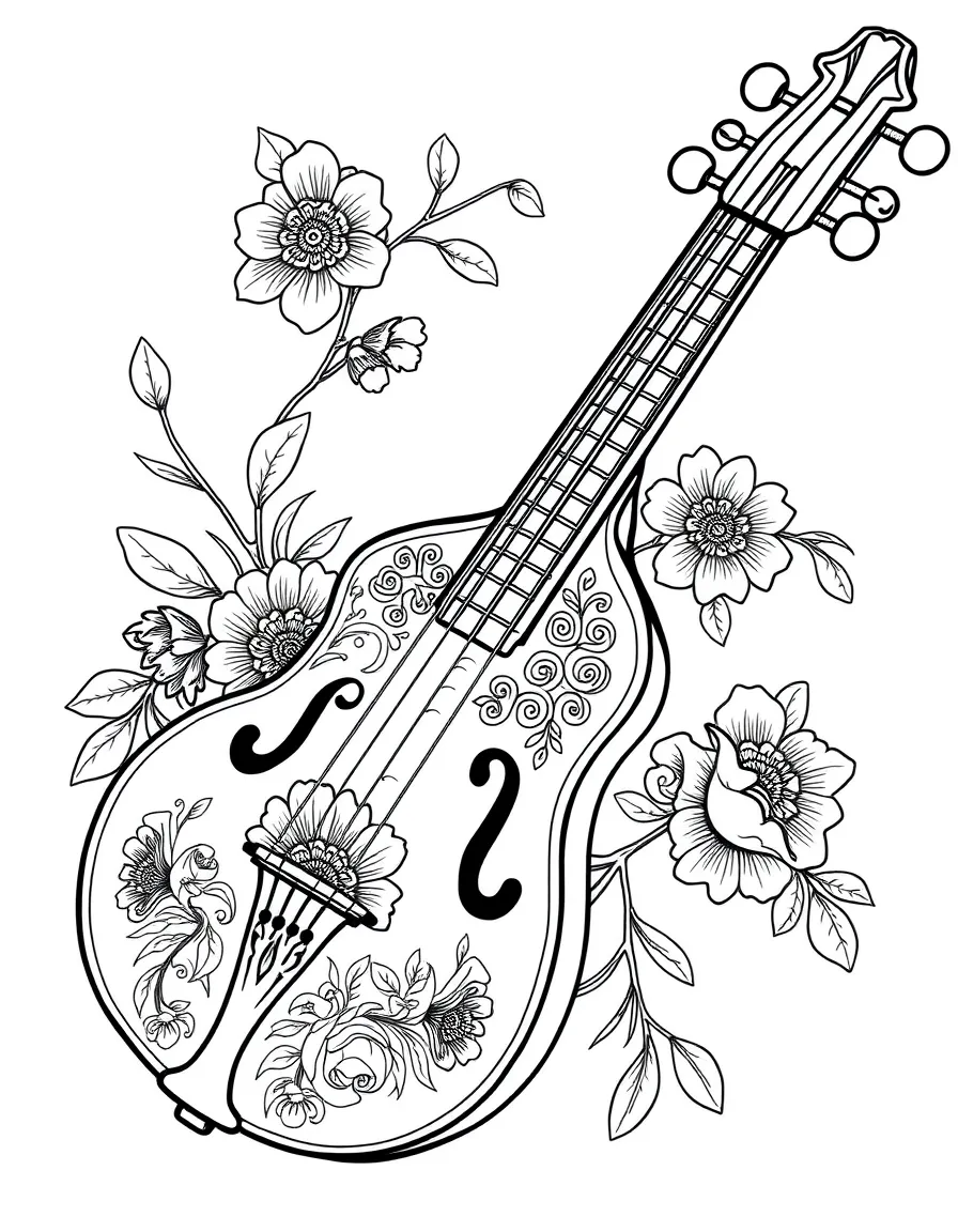 Hardanger fiddle with Norwegian rosemaling