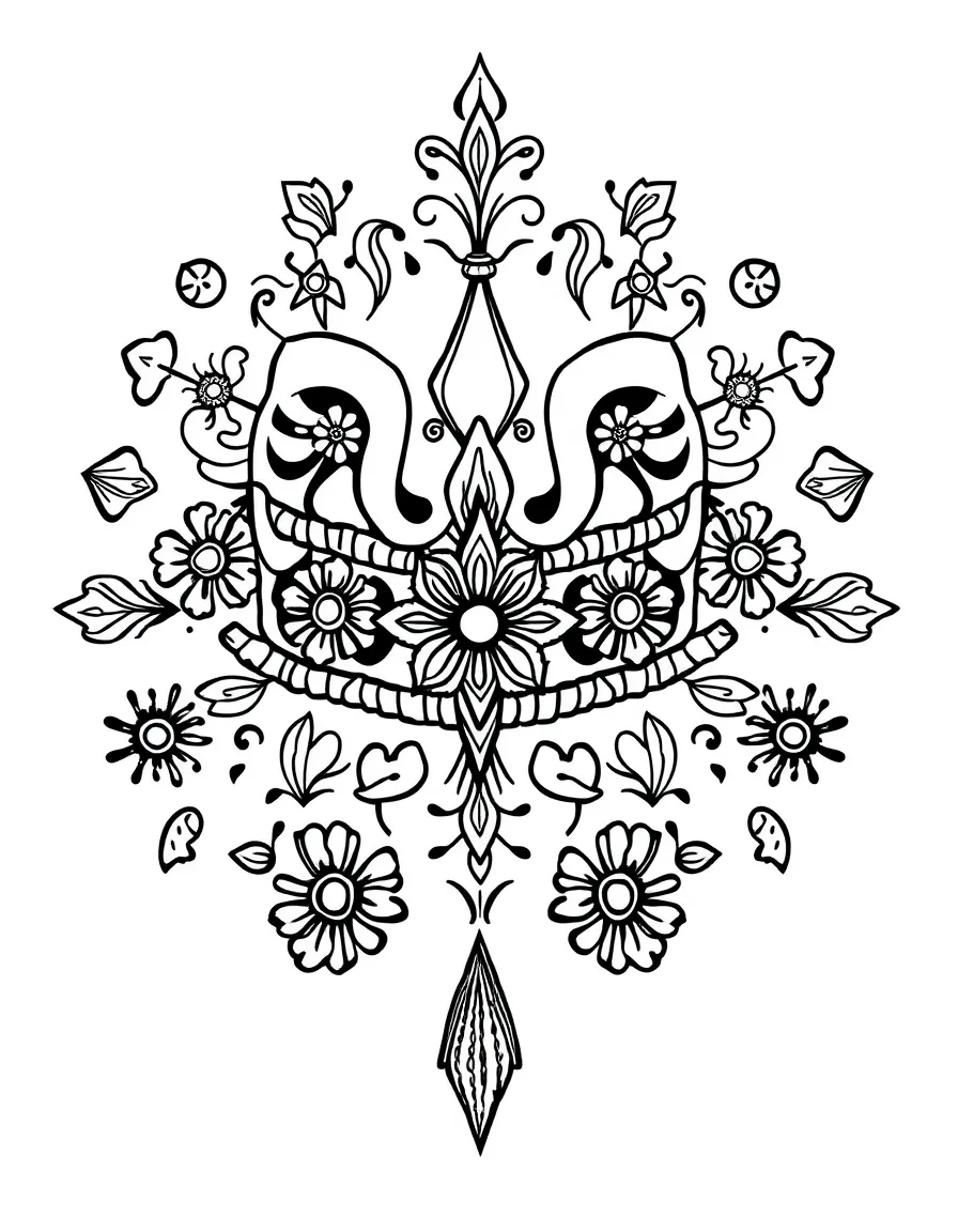 Bandura with Ukrainian folk patterns