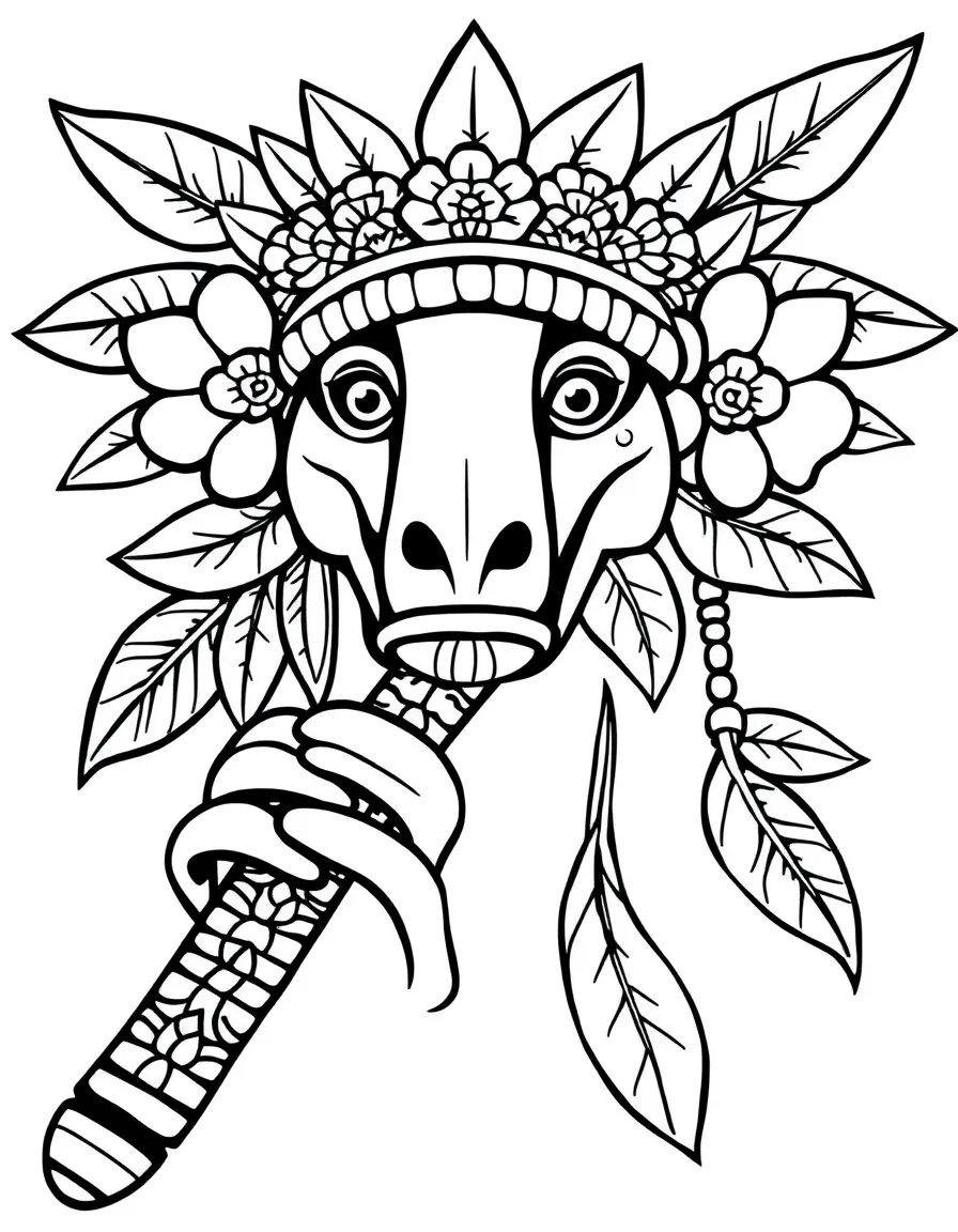 Nose flute with Polynesian decorations