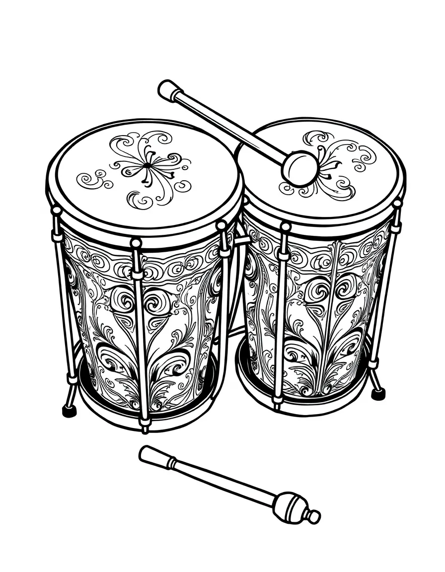 Timpani with baroque designs and mallets