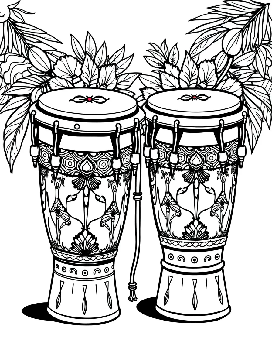 Bongos with Afro-Cuban decorative elements